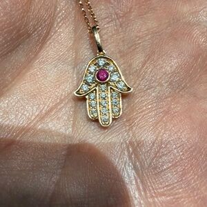 Effy Ruby Royale 14K Rose Gold Diamond and Ruby Hamsa Pendant